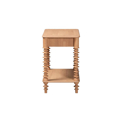 Neviah 1-Drawer Nightstand, Beech Brown