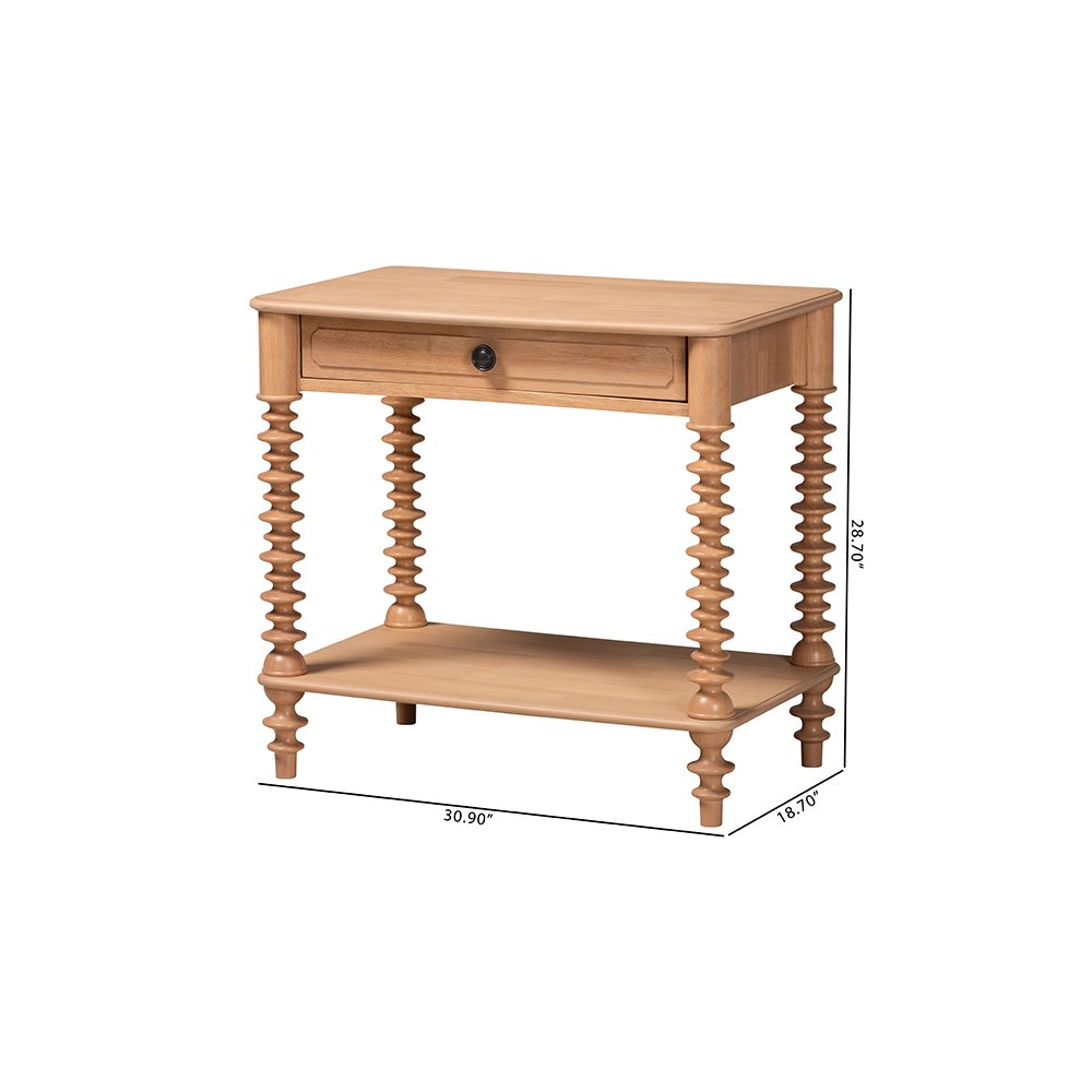 Neviah 1-Drawer Nightstand, Beech Brown