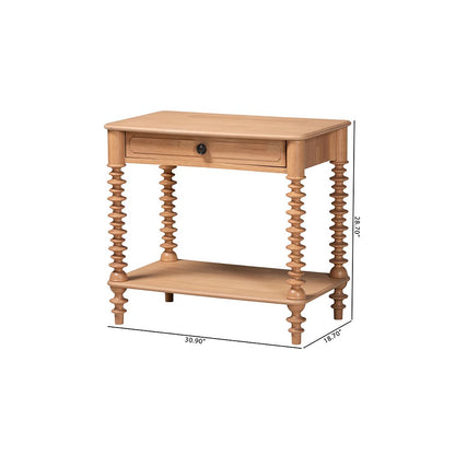 Neviah 1-Drawer Nightstand, Beech Brown