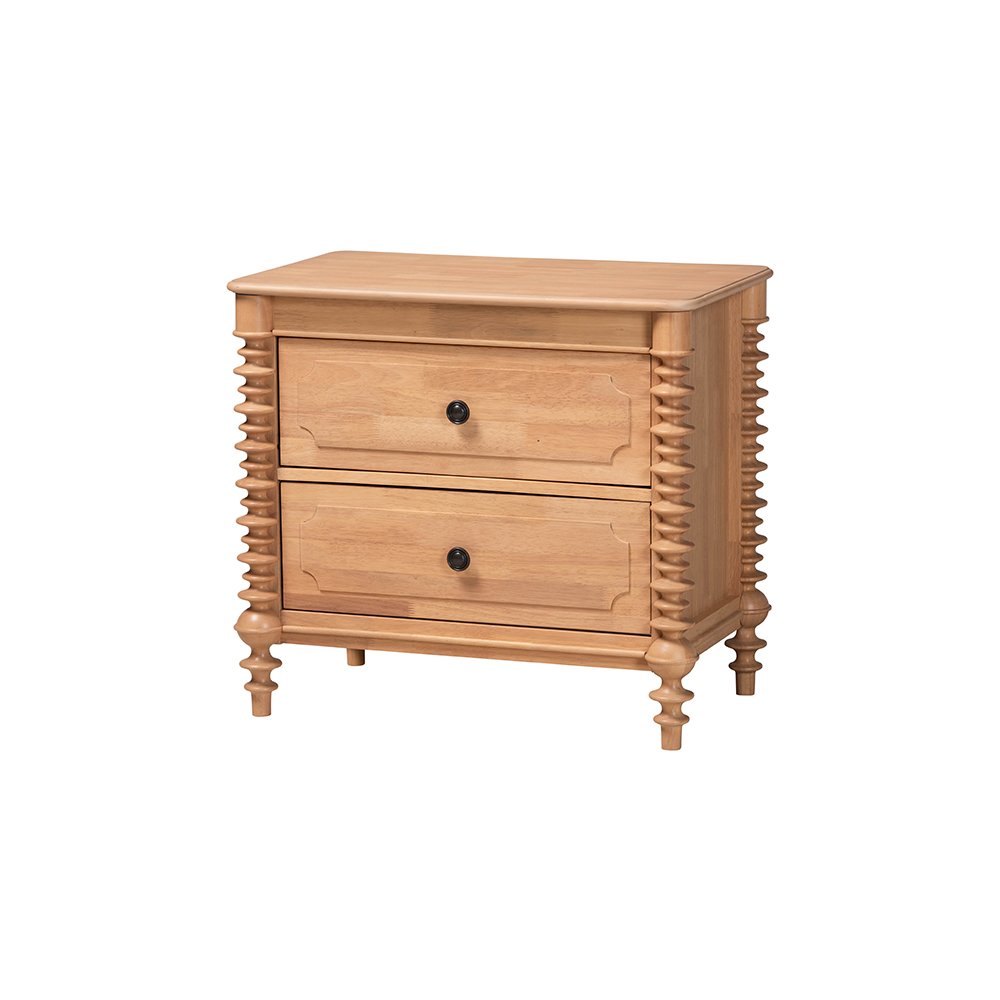Neviah 2-Drawer Nightstand, Beech Brown