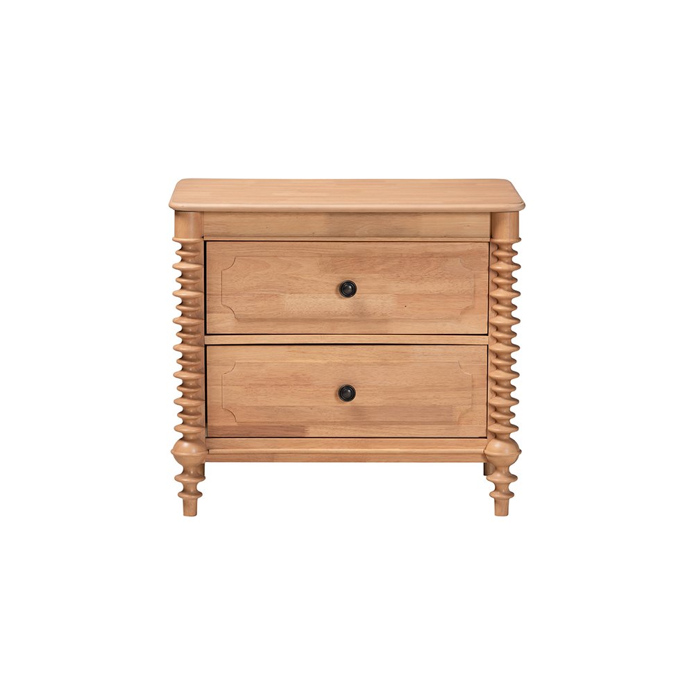 Neviah 2-Drawer Nightstand, Beech Brown