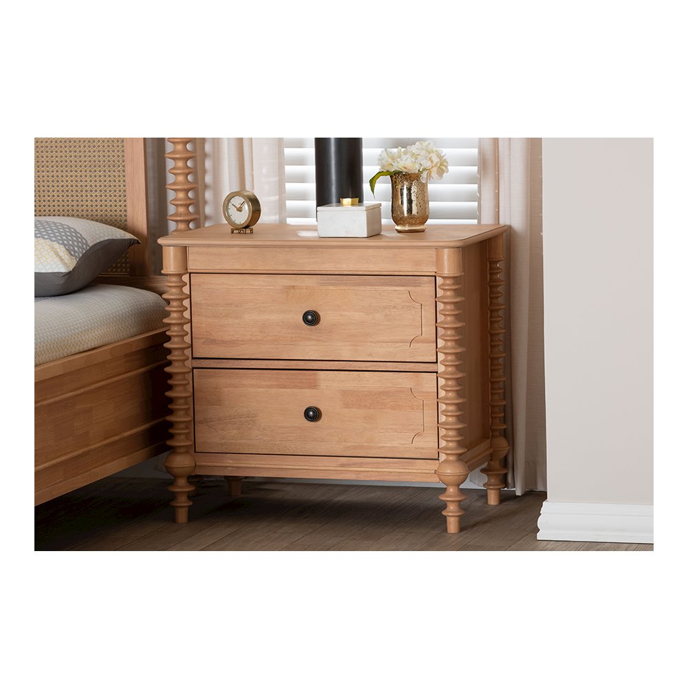 Neviah 2-Drawer Nightstand, Beech Brown
