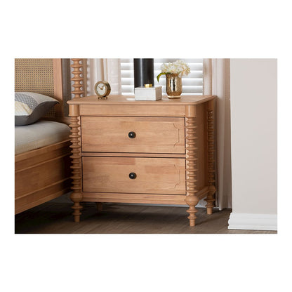Neviah 2-Drawer Nightstand, Beech Brown