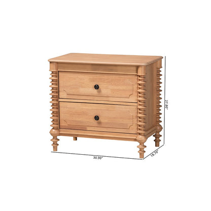 Neviah 2-Drawer Nightstand, Beech Brown