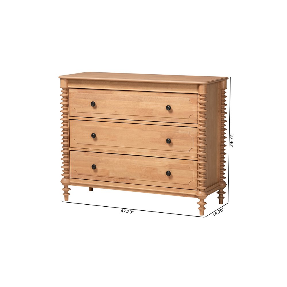 Neviah 3-Drawer Chest, Beech Brown