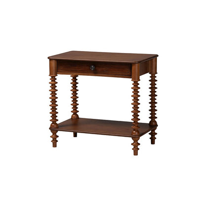 Neviah 1-Drawer Nightstand, Walnut Brown