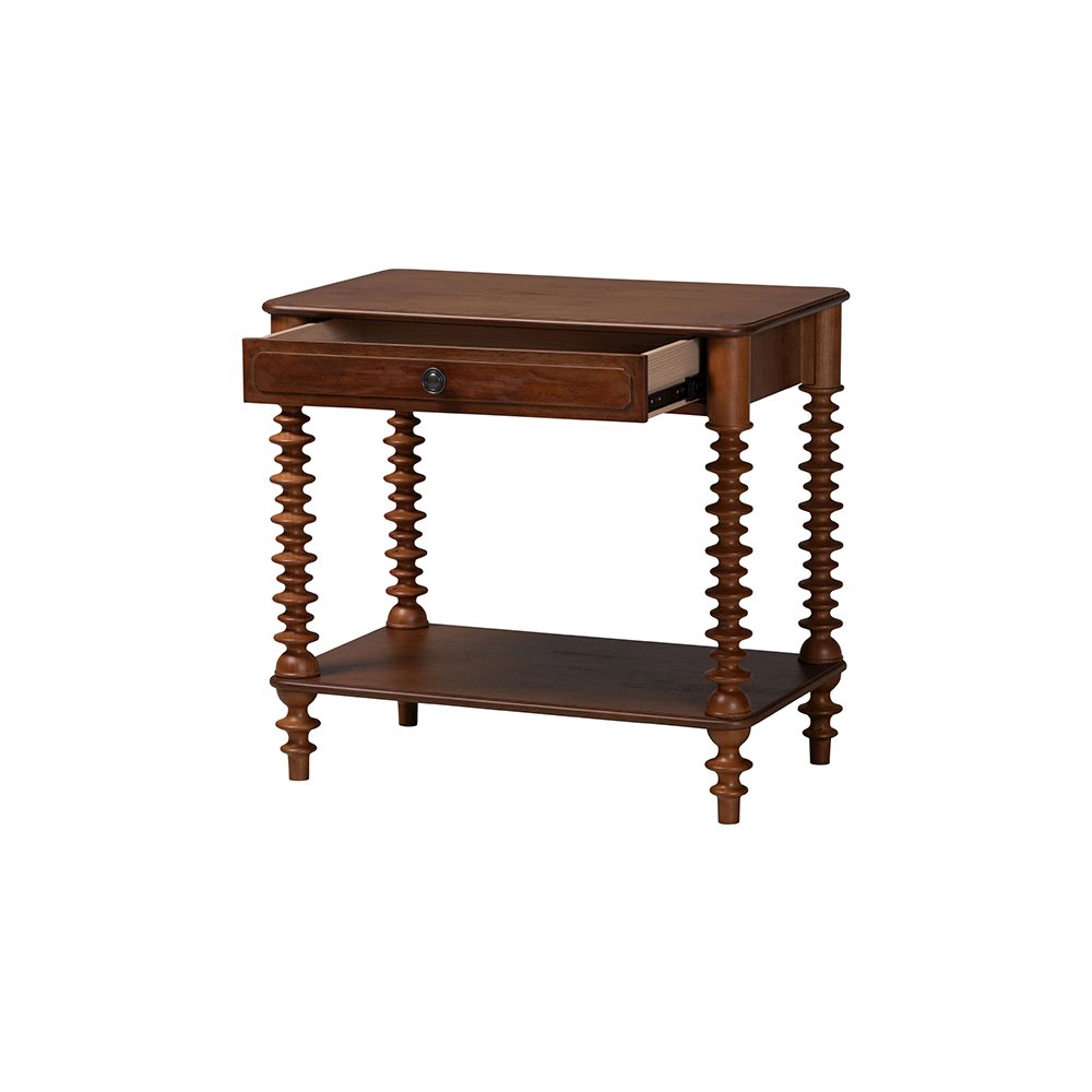 Neviah 1-Drawer Nightstand, Walnut Brown