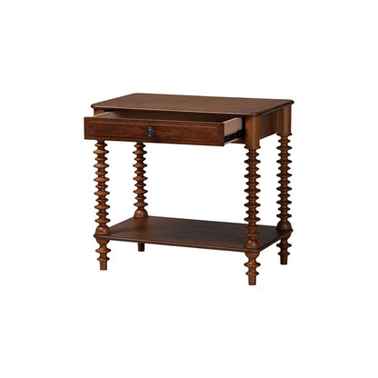 Neviah 1-Drawer Nightstand, Walnut Brown