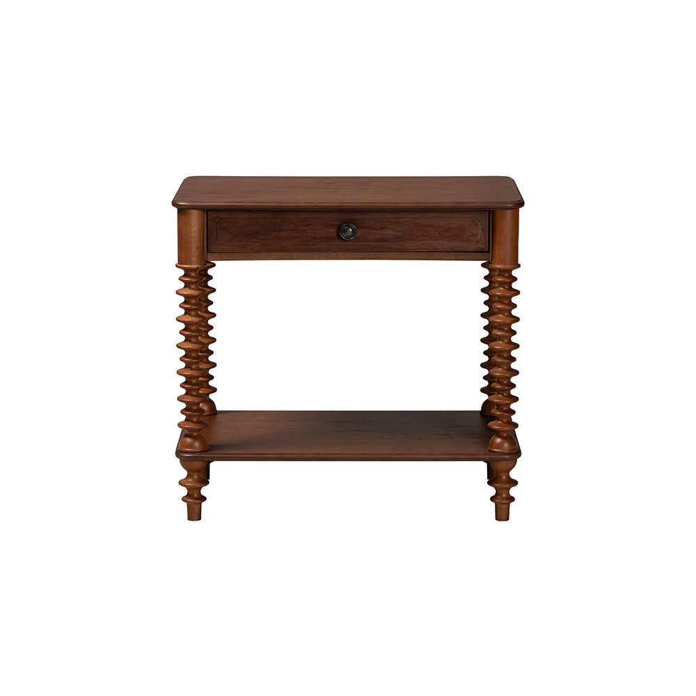 Neviah 1-Drawer Nightstand, Walnut Brown
