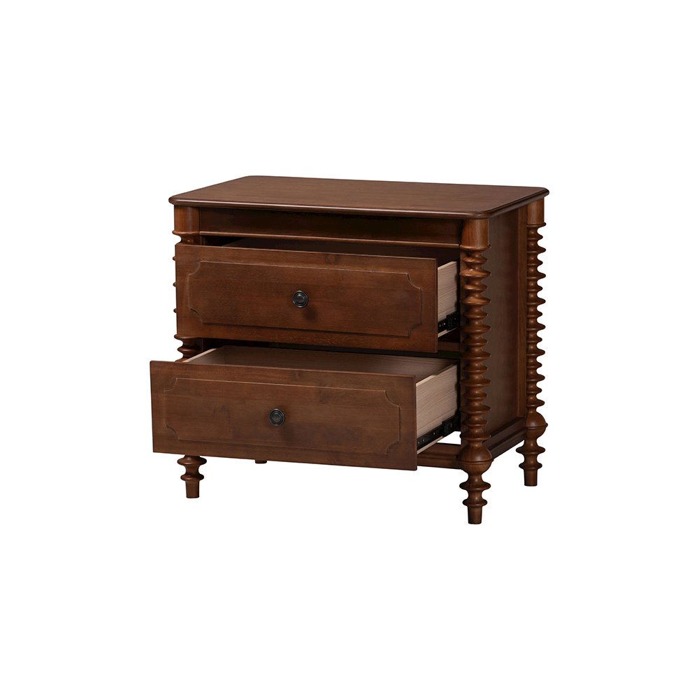 Neviah 2-Drawer Nightstand, Walnut Brown
