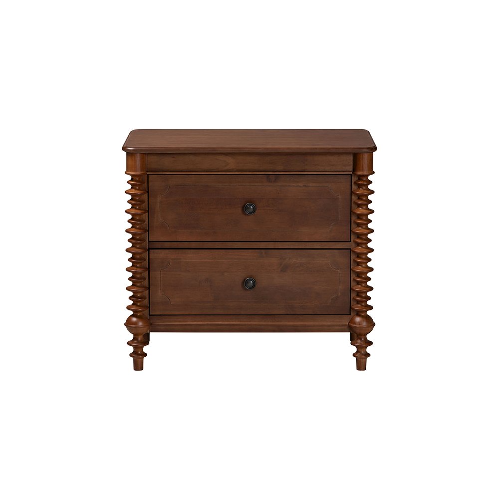 Neviah 2-Drawer Nightstand, Walnut Brown