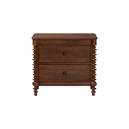 Neviah 2-Drawer Nightstand, Walnut Brown