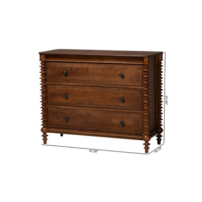 Neviah 3-Drawer Chest, Walnut Brown