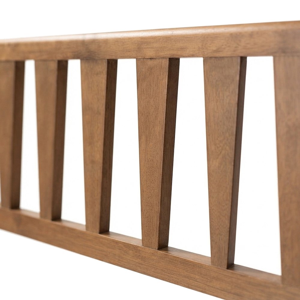 Ash Veneer Wood Queen Size Headboard Only with Rubberwood Legs, Ash Walnut