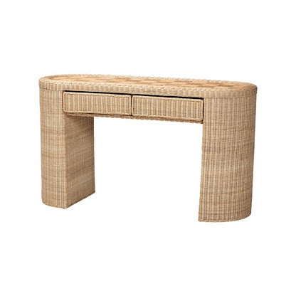 bali & pari Mimi Natural Rattan Checkered Console Table with Drawer