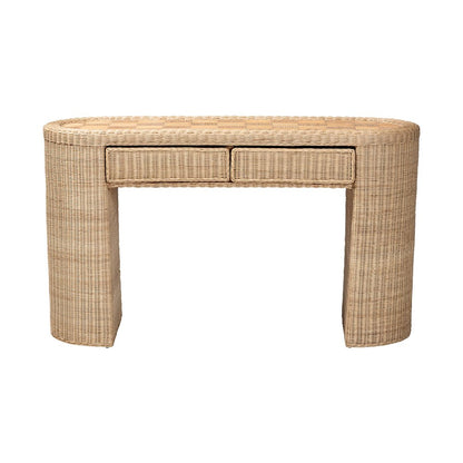 bali & pari Mimi Natural Rattan Checkered Console Table with Drawer