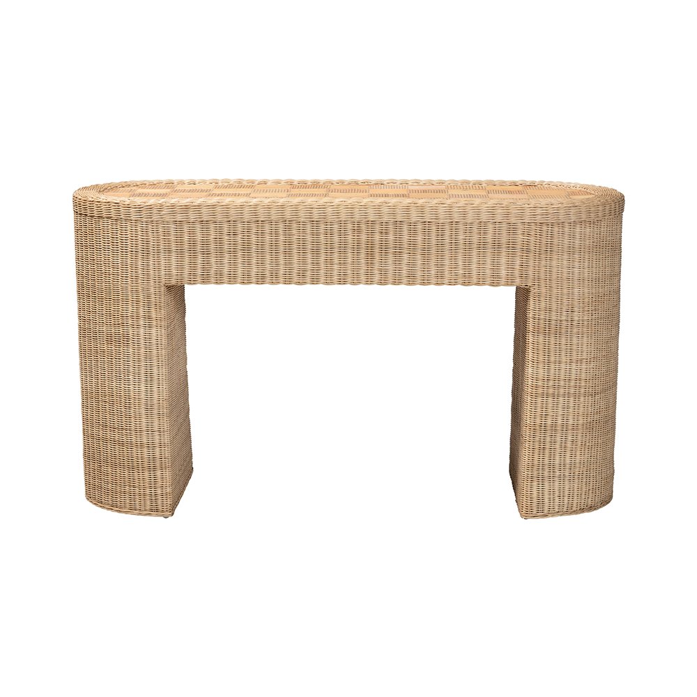 bali & pari Mimi Natural Rattan Checkered Console Table with Drawer