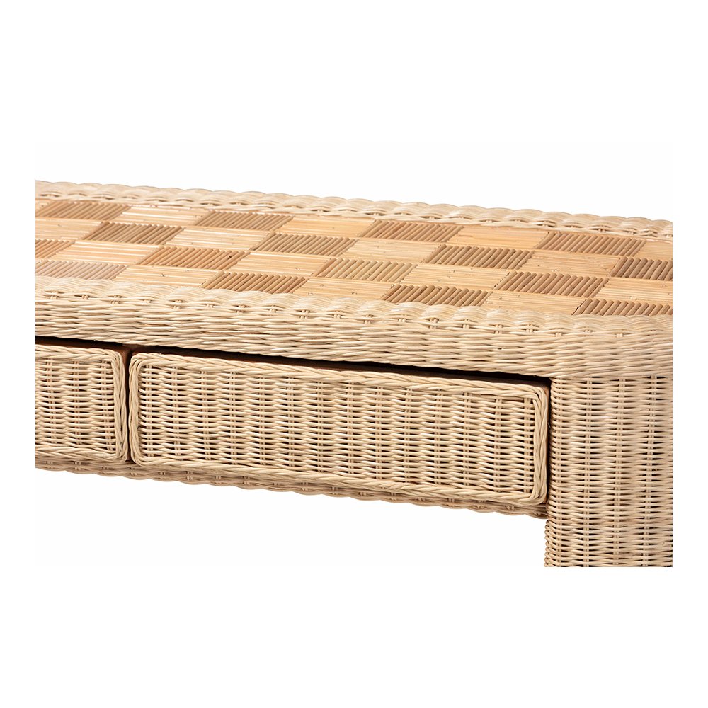 bali & pari Mimi Natural Rattan Checkered Console Table with Drawer