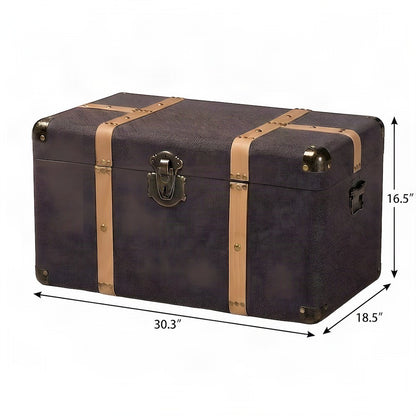 Polyester Storage Chest and Trunk Bench with Lid, MDF, Set of 2, Dark Brown/Oak