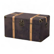 Polyester Storage Chest and Trunk Bench with Lid, MDF, Set of 2, Dark Brown/Oak