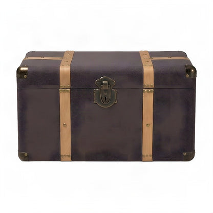 Polyester Storage Chest and Trunk Bench with Lid, MDF, Set of 2, Dark Brown/Oak