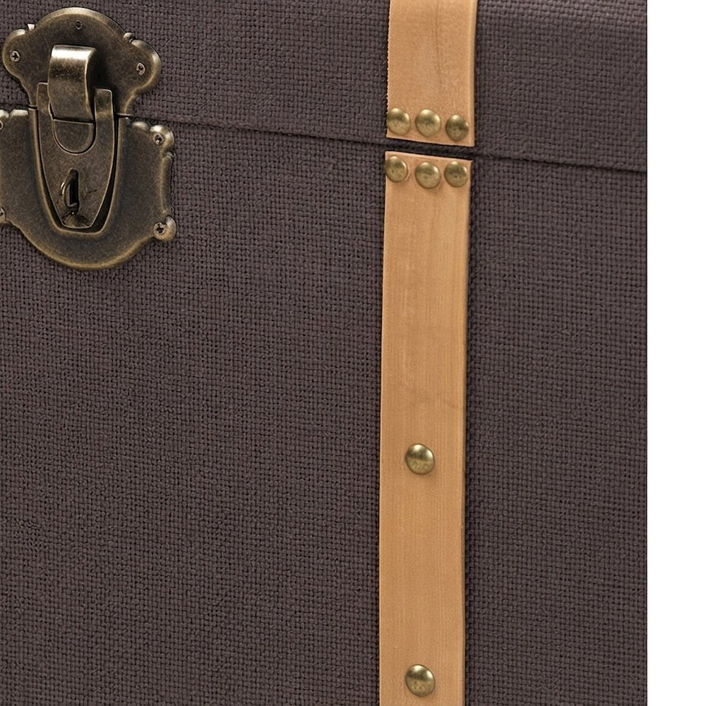 Polyester Storage Chest and Trunk Bench with Lid, MDF, Set of 2, Dark Brown/Oak