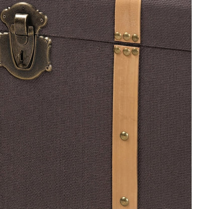 Polyester Storage Chest and Trunk Bench with Lid, MDF, Set of 2, Dark Brown/Oak