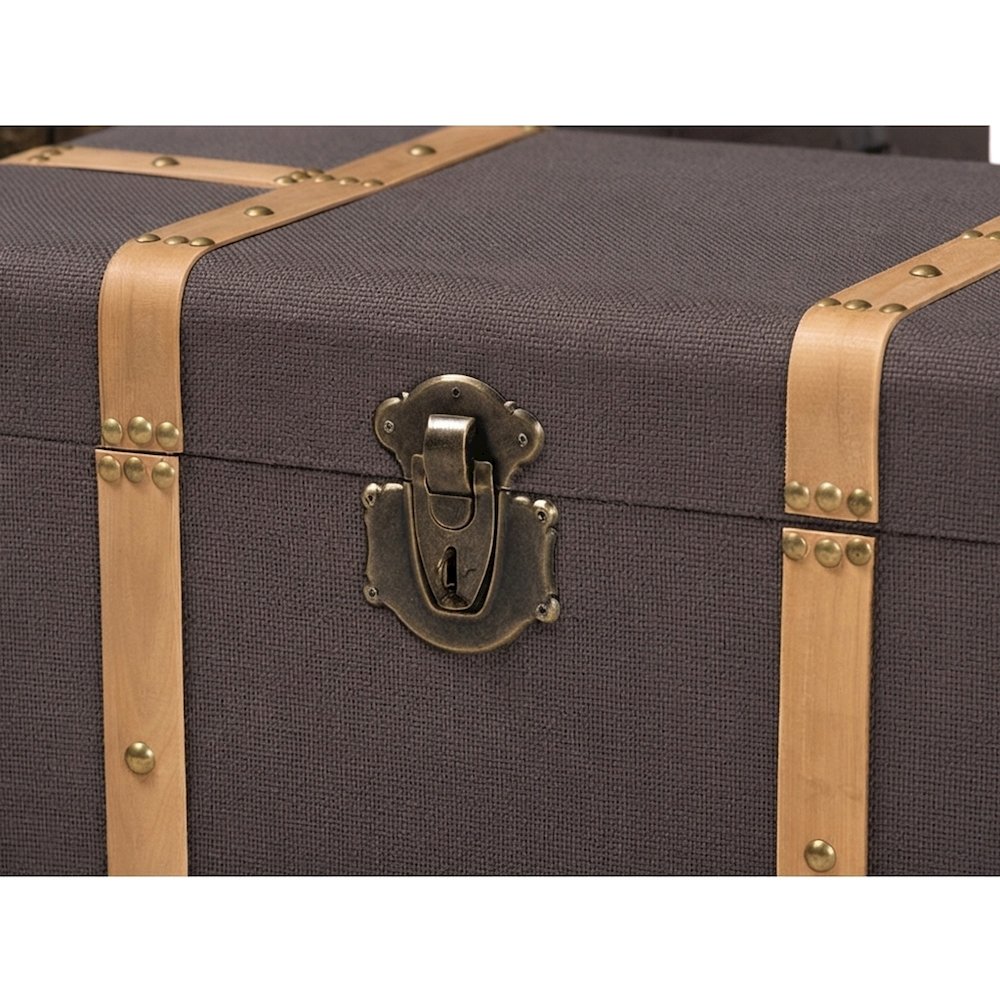 Polyester Storage Chest and Trunk Bench with Lid, MDF, Set of 2, Dark Brown/Oak