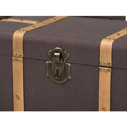 Polyester Storage Chest and Trunk Bench with Lid, MDF, Set of 2, Dark Brown/Oak