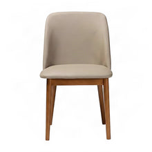 Mid-Century Modern Faux Leather Dining Chair Set of 2, Walnut Light Brown/Beige