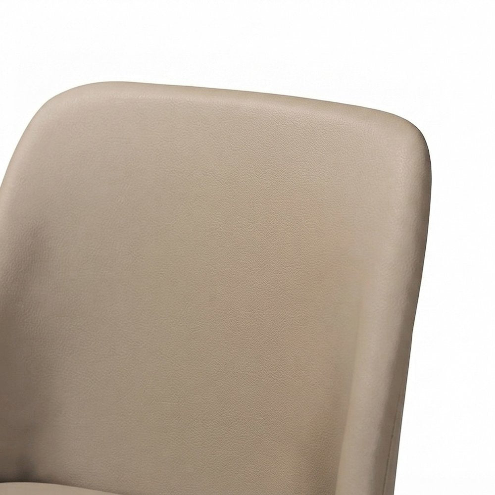 Mid-Century Modern Faux Leather Dining Chair Set of 2, Walnut Light Brown/Beige