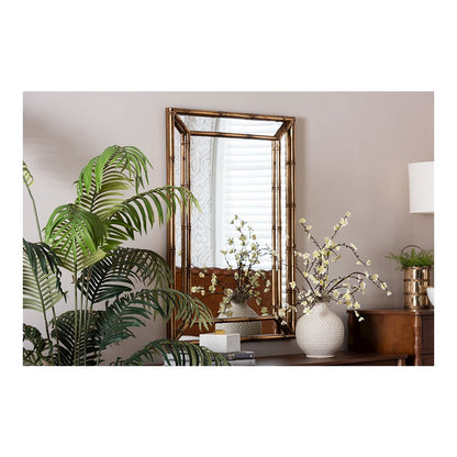 Baxton Studio Adeliza Accent Wall Mirror with Bamboo Inspired Frame