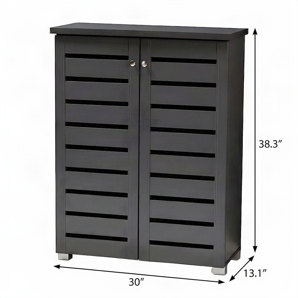 Engineered Wood 2-Door Entryway Shoe Storage Organizer, Dark Gray