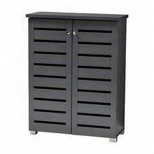 Engineered Wood 2-Door Entryway Shoe Storage Organizer, Dark Gray
