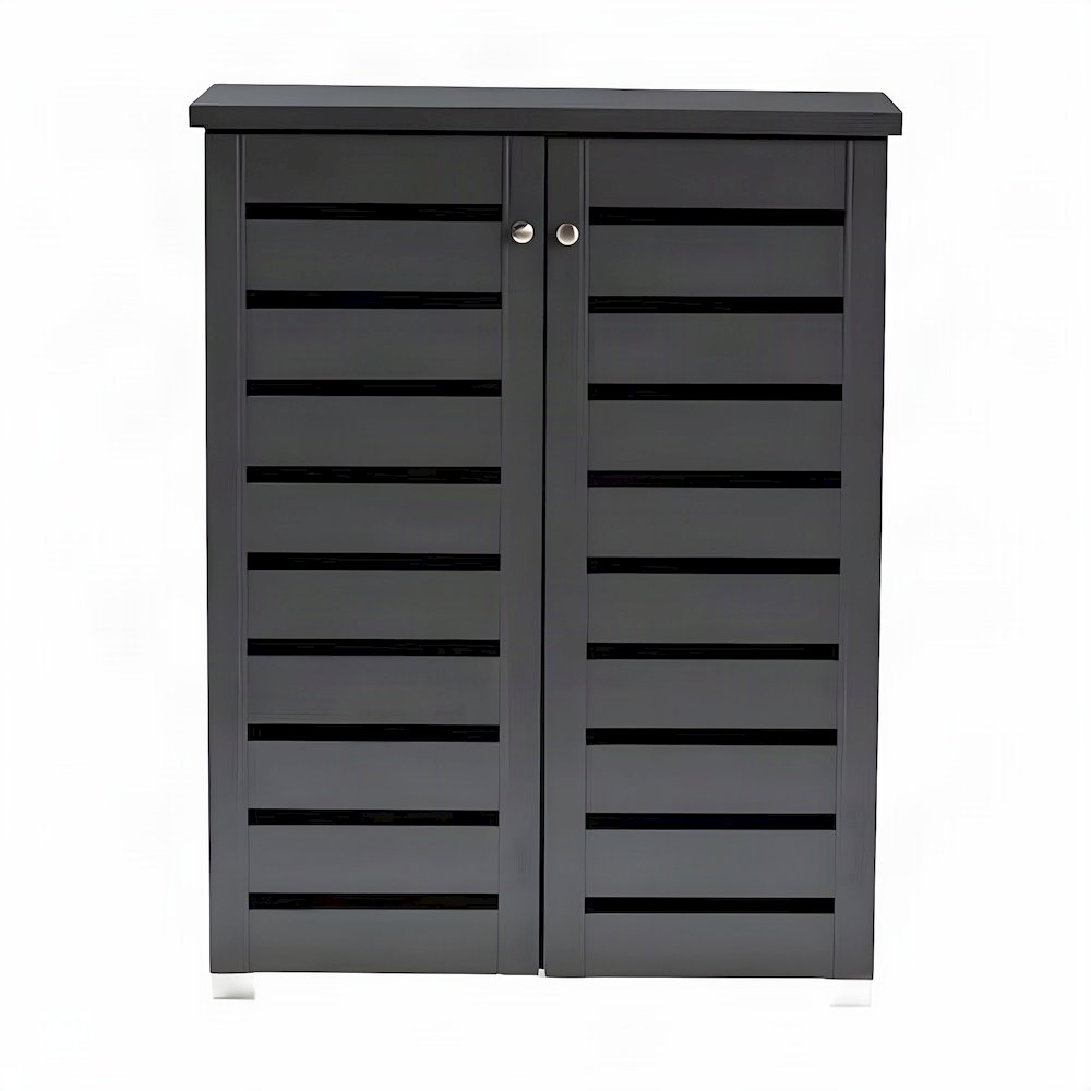 Engineered Wood 2-Door Entryway Shoe Storage Organizer, Dark Gray