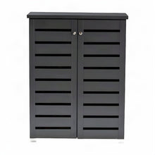 Engineered Wood 2-Door Entryway Shoe Storage Organizer, Dark Gray