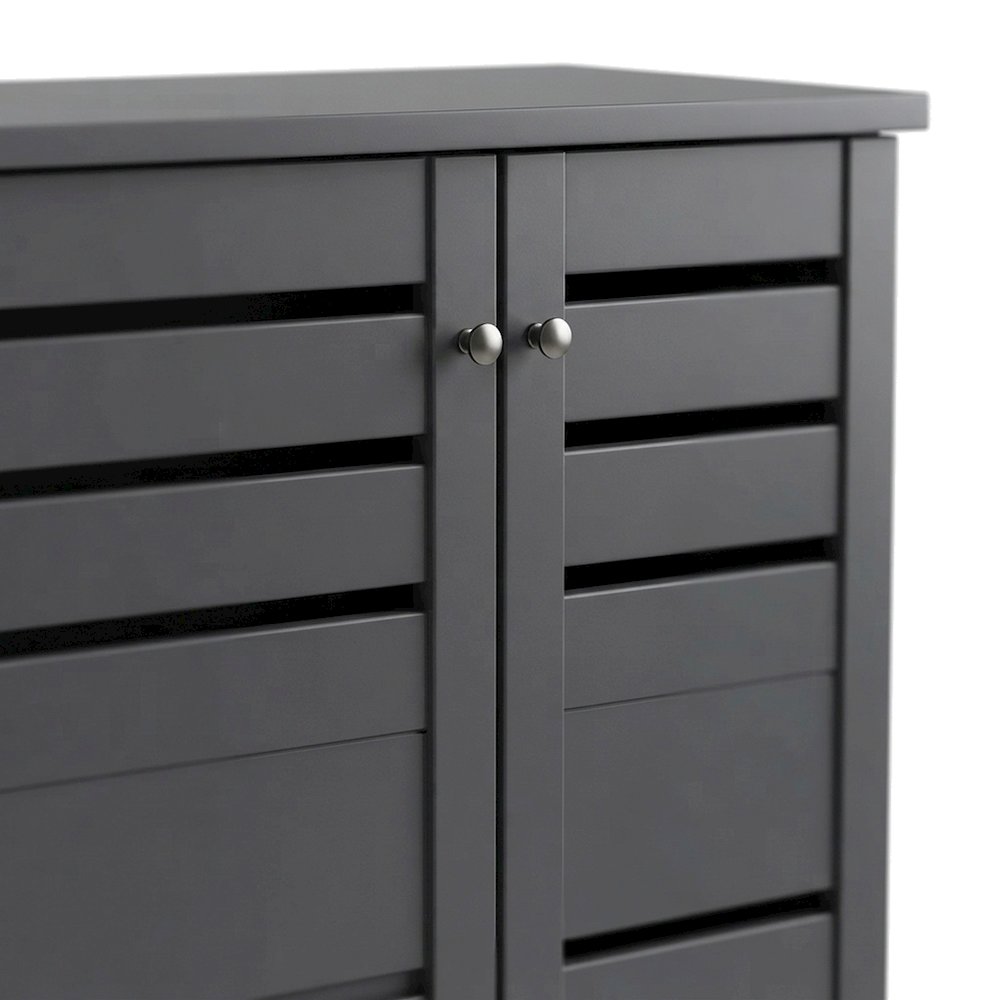 Engineered Wood 2-Door Entryway Shoe Storage Organizer, Dark Gray