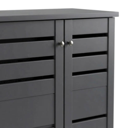 Engineered Wood 2-Door Entryway Shoe Storage Organizer, Dark Gray