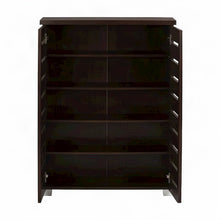 Engineered Wood 2-Door Narrow Shoe Storage Organizer, Contemporary, Dark Brown
