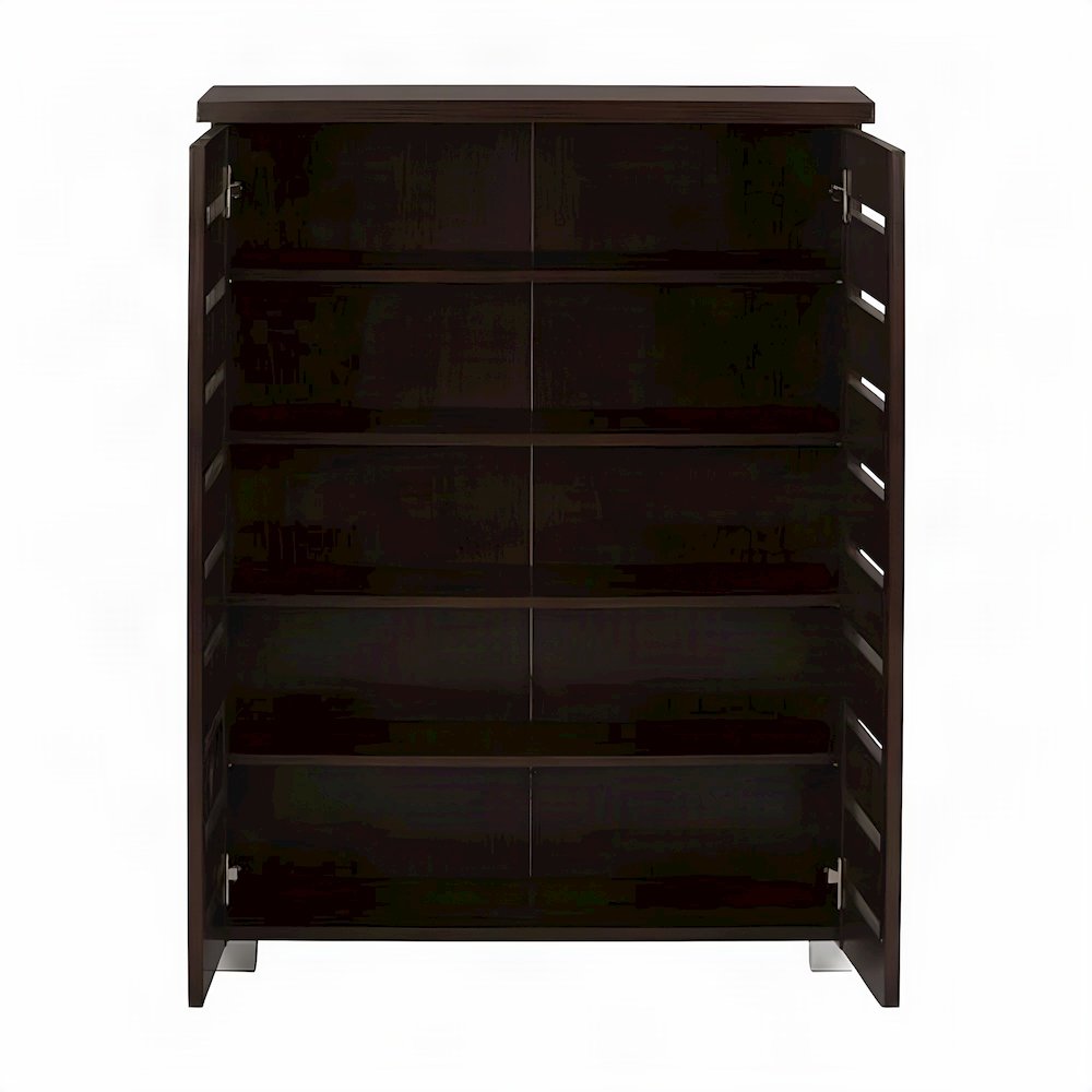 Engineered Wood 2-Door Narrow Shoe Storage Organizer, Contemporary, Dark Brown