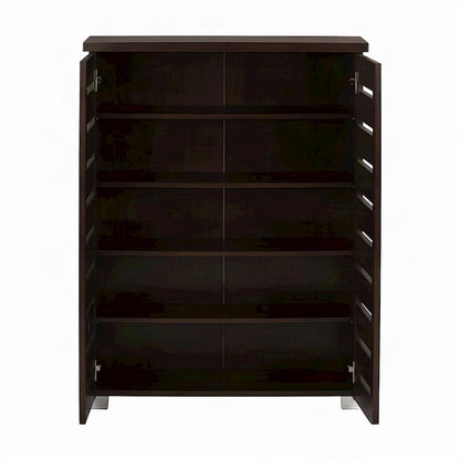 Engineered Wood 2-Door Narrow Shoe Storage Organizer, Contemporary, Dark Brown