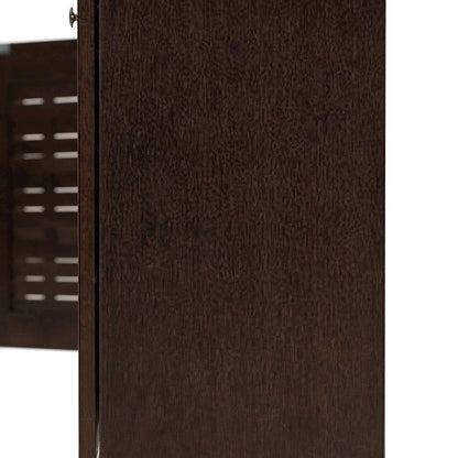 2-Door Engineered Wood and Vinyl Entryway Shoe Organizer with Doors, Dark Brown