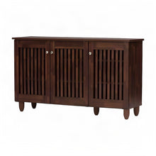 Wide Engineered Wood Shoe Storage Organizer with 3 Doors, Entryway, Brown