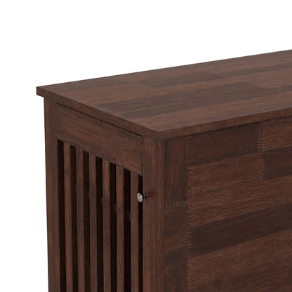 Wide Engineered Wood Shoe Storage Organizer with 3 Doors, Entryway, Brown