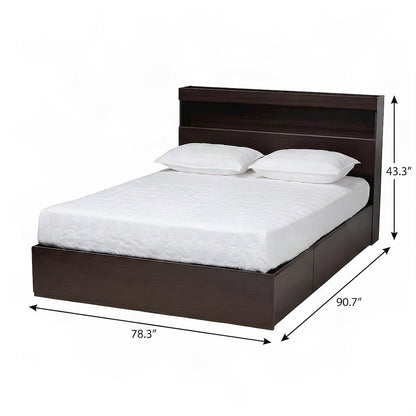 Engineered Wood Queen Platform Bed with 6-Drawer Under-Bed Storage, Dark Brown