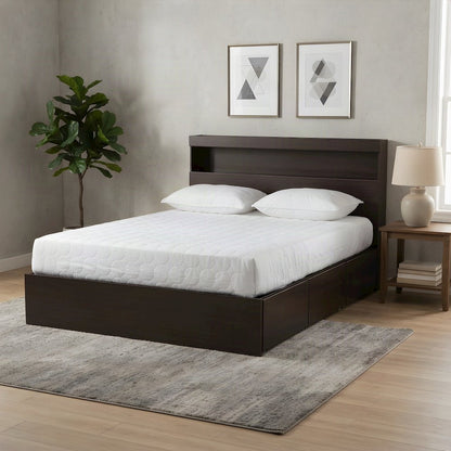 Engineered Wood Queen Platform Bed with 6-Drawer Under-Bed Storage, Dark Brown