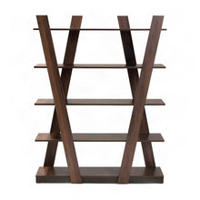 5-Tier Wood Bookshelf, Mid-Century Modern Tall Display Shelf, Walnut
