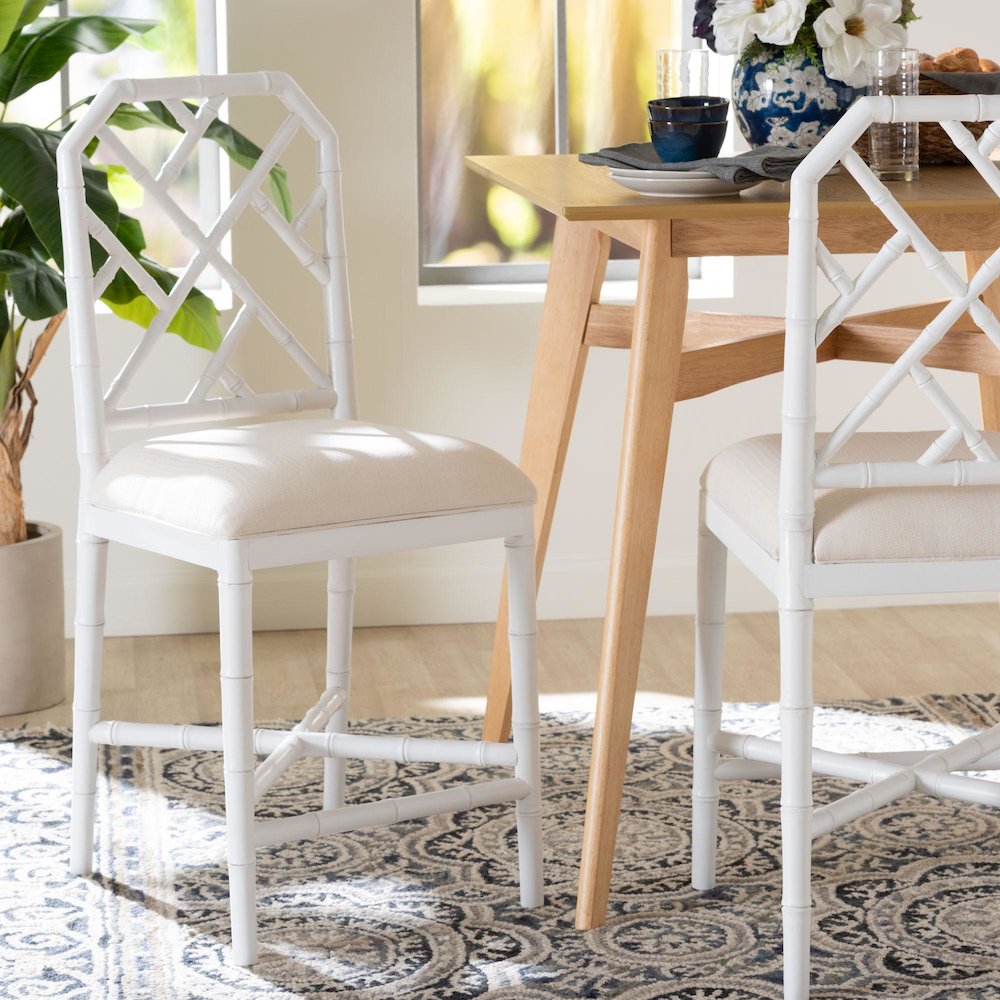 Sergio Wood Counter Stool, White