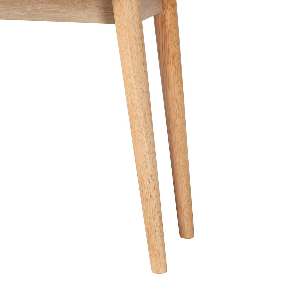 Light Oak Brown Finished Wood and Rattan 2-Drawer Console Table