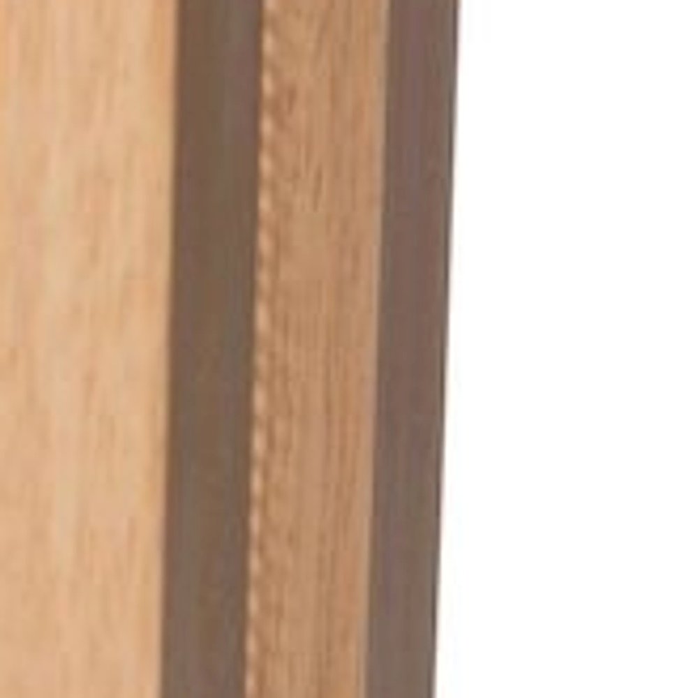 Queen Bed Frame with Woven Rattan Headboard, Solid Rubberwood, Natural Brown